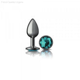 Cheeky Charms - Gunmetal Metal Butt Plug - Round/Teal-French Quarter Lingerie